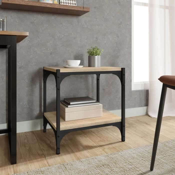 819303 vidaXL Meuble TV Chêne sonoma 40x33x41 cm Bois d'ingénierie et acier