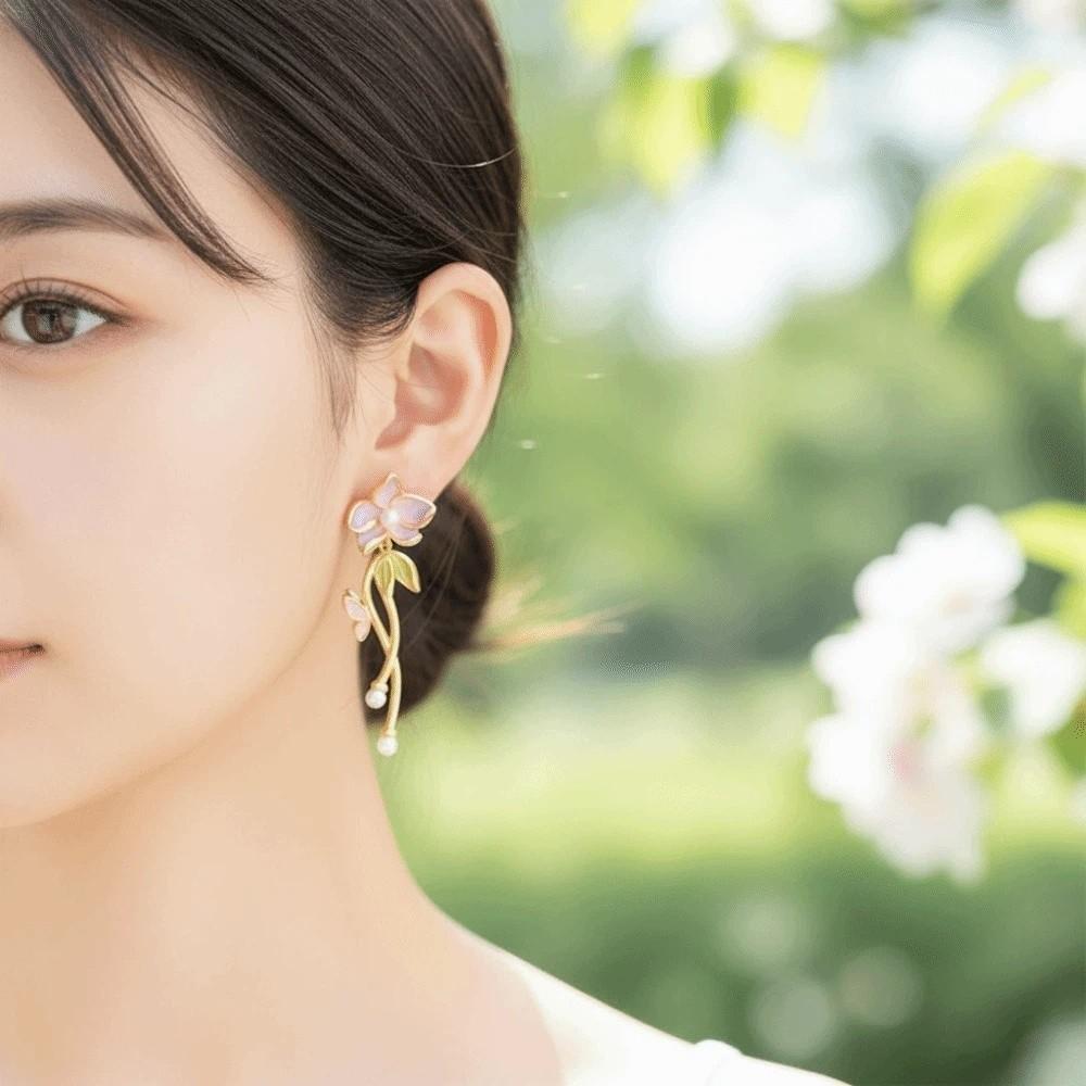 1 pair Temperament Enamel Flower Earrings Jewelry Dripping Glaze Earrings  Seaside Holiday