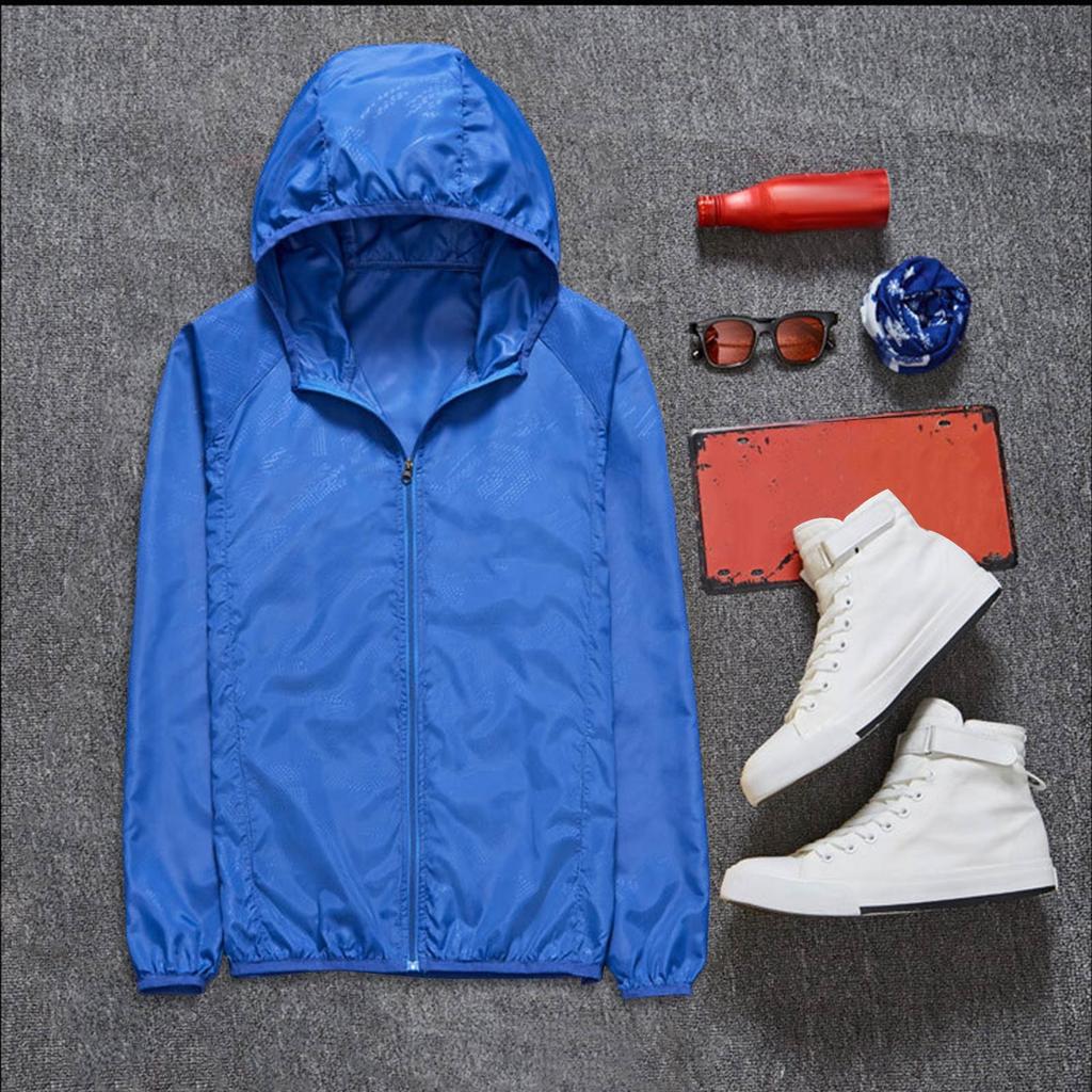 Women's Solid Colored Hooded Long Sleeved Jacket, Windbreaker, Sun Jacket, Outdoor Sports Jacket