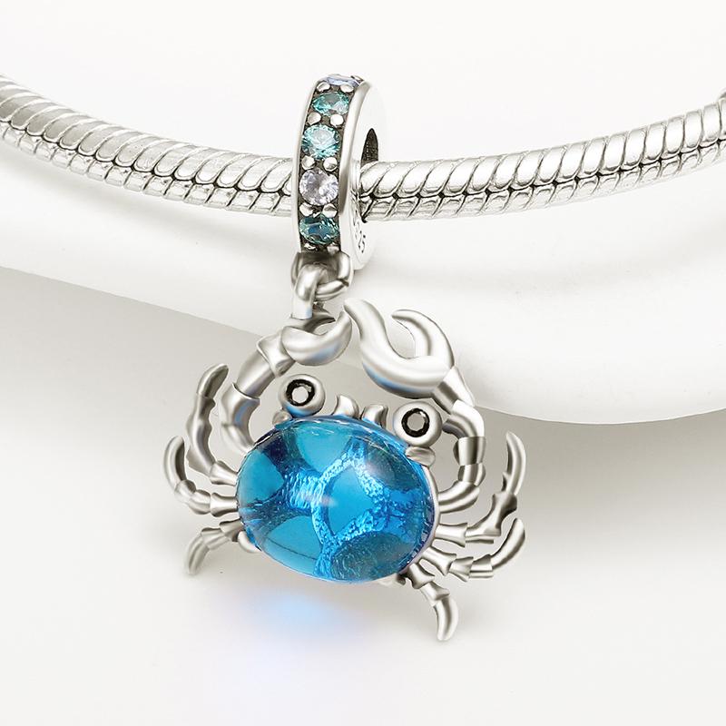 Charm Kupfer Blaue Krabbe Charm-Perle Passt für 3 mm Echte Armbänder Halsketten Damen DoItYourself Schöner Schmuck Geschenke Basteln