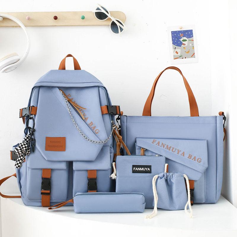 Набор из 5 предметов: рюкзак, сумка через плечо, сумка-кроссбоди, пенал, набор Ackpack, с сумкой-тоут и кошельком, большая вместимость, легкий и дышащий, для улицы K 1 set