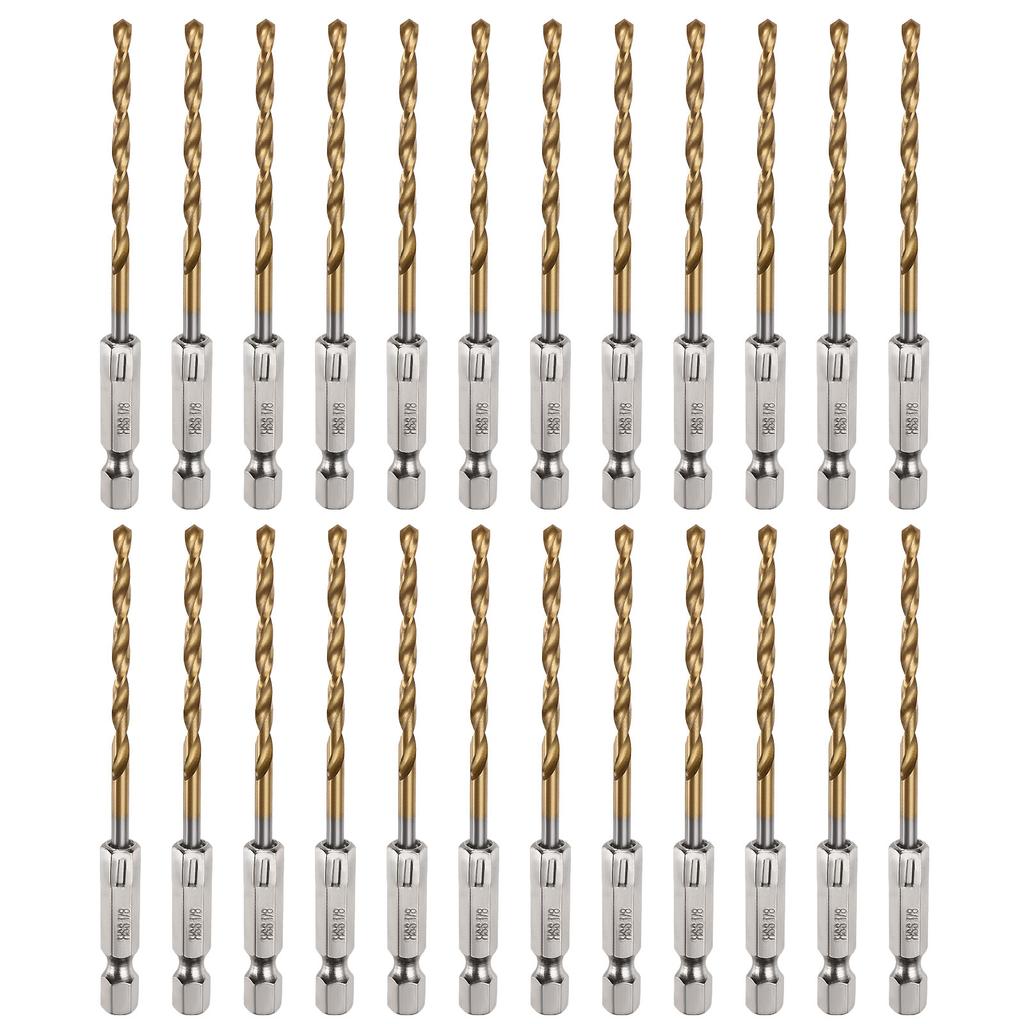 10/24pcs Twist Drill Bit with 1/4" Hex Shank Drill Bits M35 High Speed Steel Titanium Drill Bits for Wood Stainless Steel Metal
