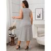 Plus Size Women's Summer Elegance High Waist Round Neck Loose Striped Dress