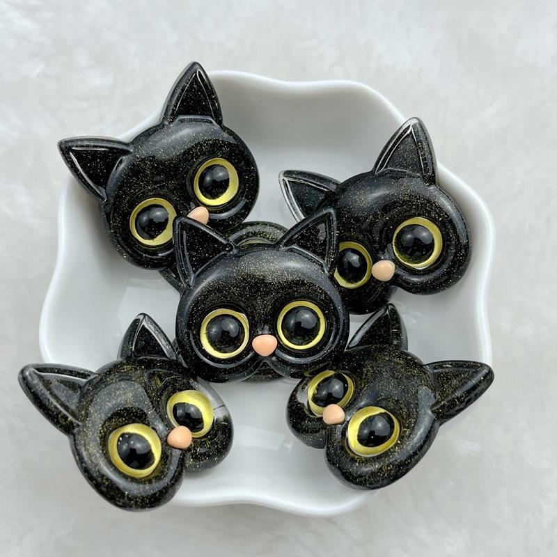 

5Pcs New Cute Resin Cat Head Animal Series Flat Back Fit Phone Deco Parts Embellishments For Hair Bows Accessories