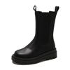 Stiefel Damen Frühling und Herbst Einzelstiefel Muffin Dicke Sohle Chelsea Kurze Stiefel Mittelhohe Stiefel Smoke Tube Stiefel