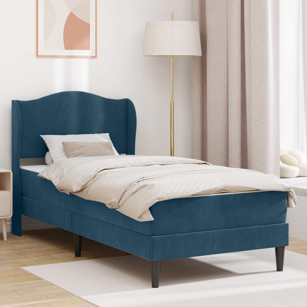 Bed Frame with Headboard Blue 80 X 200 Cm Velvet