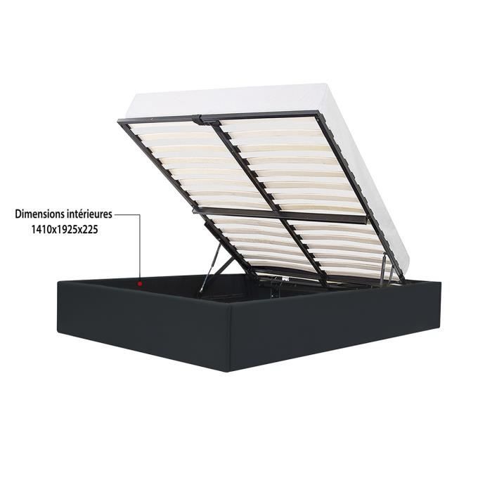 ECLIPSE Adult Storage Bed 140 X 190 Cm - Black Imitation Leather