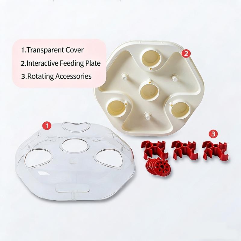 Two Phase Challenge Animal Food Dispenser Plaything With Viewable Structure To Stimulate Hunting Urge And Reduce Fast Eating