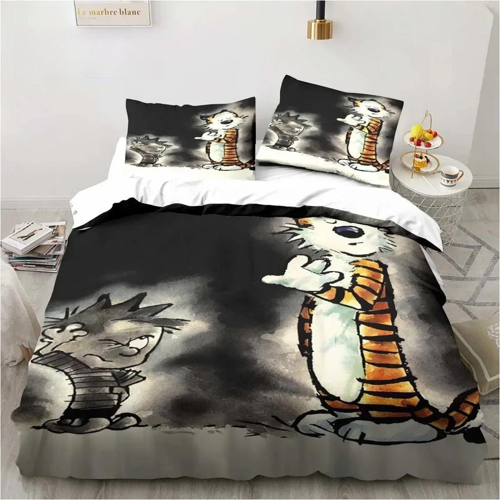Cartoon Calvin Hobbes 3D Print Bedding Set Single Twin Full Queen King Size Bed Set Adult Boys Bedroom Bedding Gift