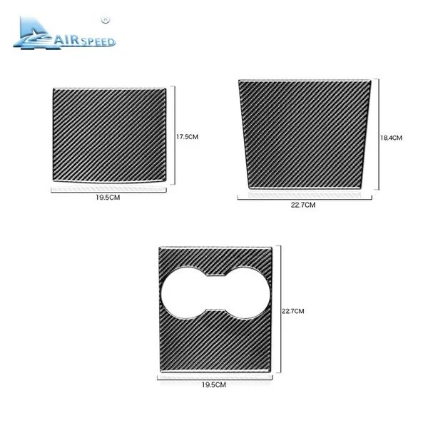 3pcs Carbon Fiber Car Center Console Storage Box Cover Sticker Interior Trim for Tesla Model 3 Accessories 2017-2019 Auto Parts