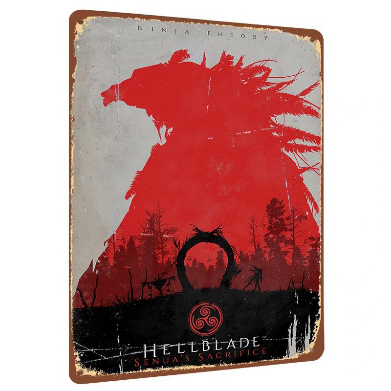 Hellblade Senuas Sacrifice Ninja Theory Red Bear Metal Wall Art Home Decor Gaming Poster 20x30cm（7.8x11.8inch）