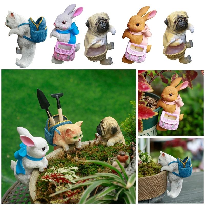 Cute Hanging Climbing Rabbit 3D Cat Figurines Climbing Decoration Garden Decor