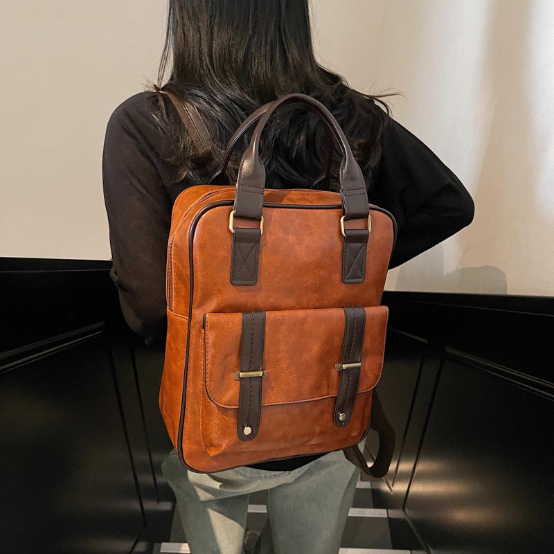 New Korean Style Popular and Fashionable Solid Color Student Schoolbag Casual Backpack