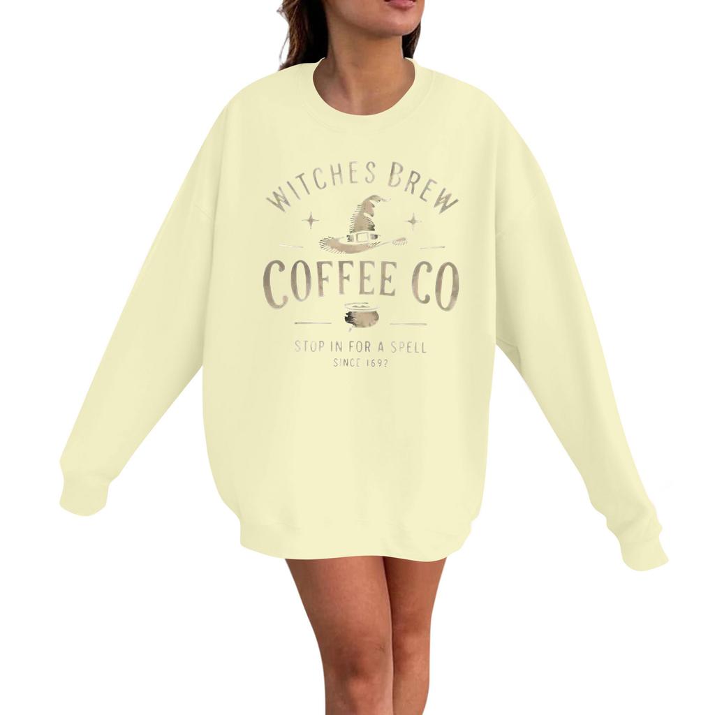 Women's Casual Fashion Long Sleeve Halloween Print Pullover Round Neck Sweatshirt