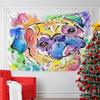 Colorful Watercolor Portrait of a Dog with Vivid Splashes and Bold Lines. Patterned Tapestry for Bedroom and Living Room Home Decor