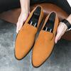 Fashion Leather Men Shoes Convenient Slip On Loafers Derby Solid Suede Casual Shoes Comfortable Wedding Office Party Dress Shoes