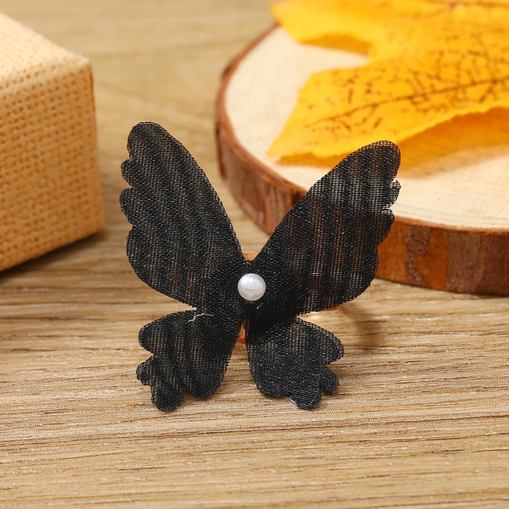 Elegant Double-Layer Butterfly Ring with Rhinestones for Women