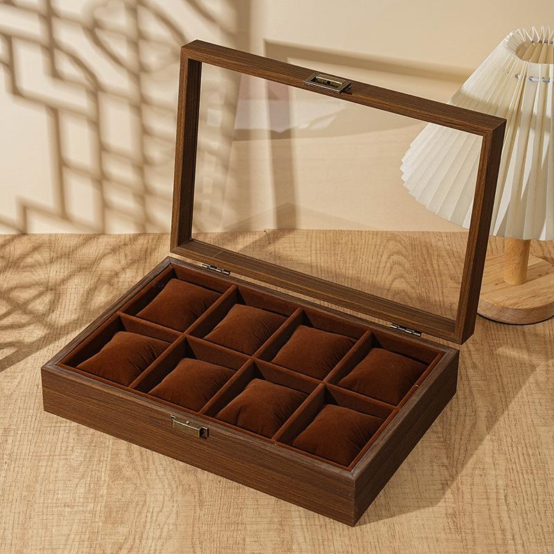 Retro Spot Wooden Watch Storage Display Box Black Walnut Collection Box Household 2-digit 4-digit Jewelry Storage Box