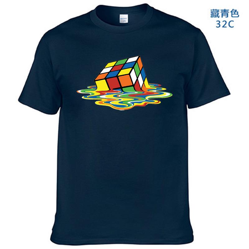 Letní bavlněné tričko s potiskem Rubikovy kostky, vtipné hipster grafické tričko, top, unisex, pánské s krátkým rukávem, cool trička