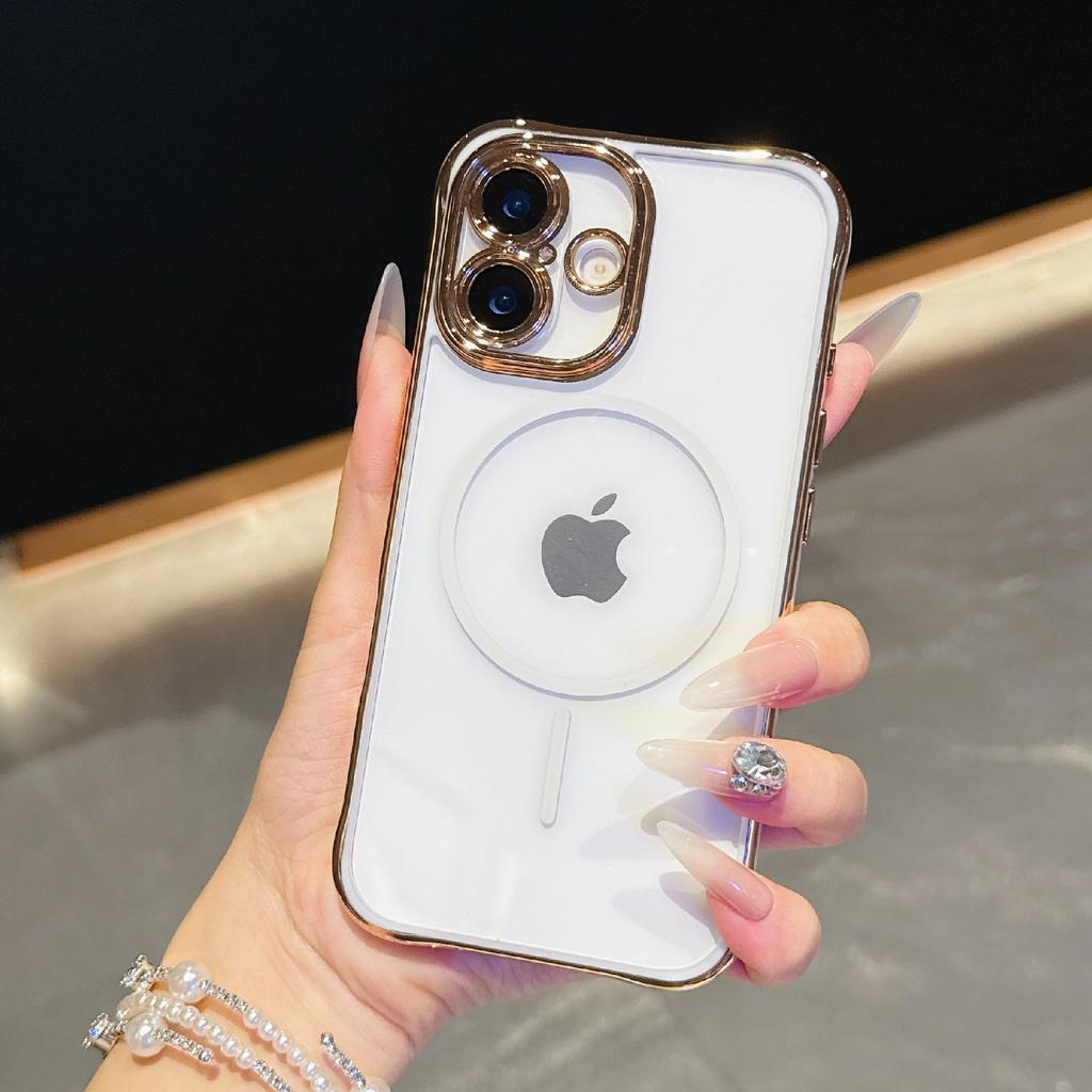 For iPhone 16 Magnetic Case TPU Acrylic Phone Cover with Detachable Lens Frame