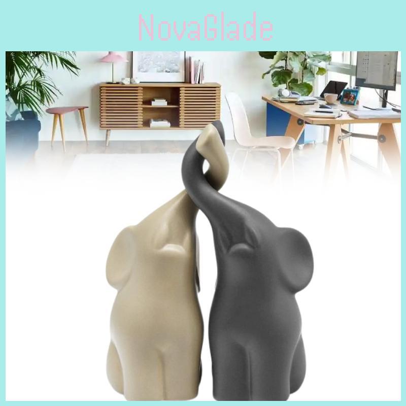 Elephants Handcrafted Ceramic Animal Sculpture With Creative Artistry For Party Decor