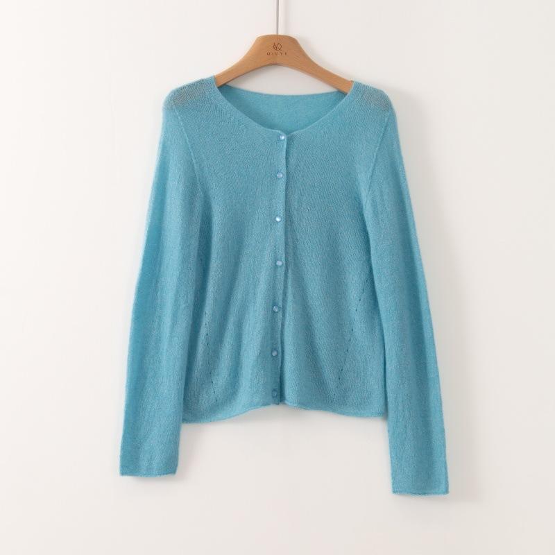 

Легкий и теплый дизайн, жемчужная пряжка, круглый вырез, кашемировый топ с длинными рукавами, женский ленивый пуловер, свободная вязка L синий