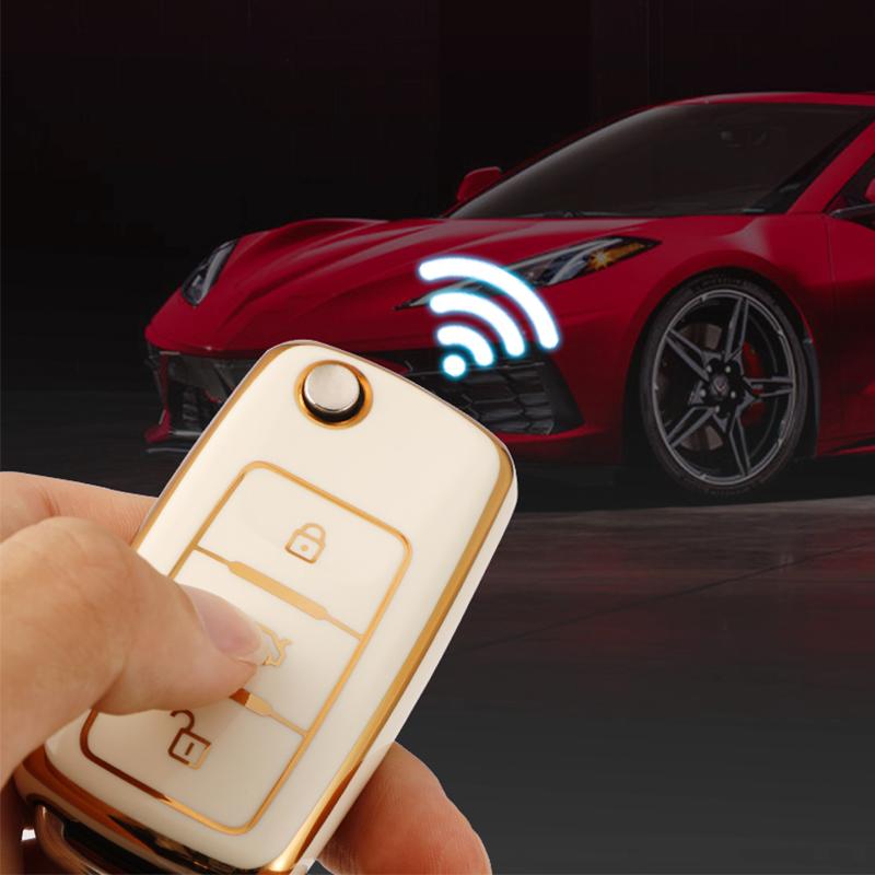Funda para llave de coche, funda de TPU para VW Volkswagen Polo Golf Passat Beetle Caddy Tiguan Skoda Octavia Kodiaq Seat Leon Altea
