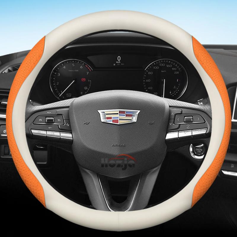 Leather Car Steering Wheel Cover for Cadillac SLS CT6 Escalade XT5 ATS CTS SRX XT4 XT6 Lyriq Optiq Accessories