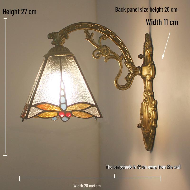 Retro European Tiffany-Style Wall Lamp for Bedroom, Hallway, or Bathroom Mirror