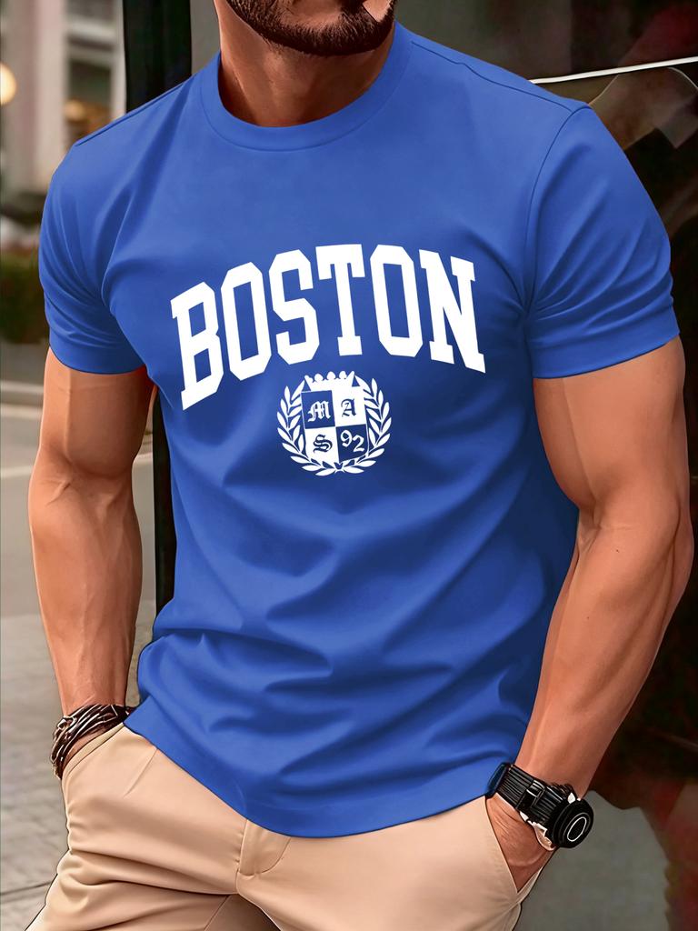 The Sacred Badge Of Boston Print Tee Shirts ONeck Loose Short Sleeve Trendy Cotton Sportswear Unisex Comfortable Summer TShirt
