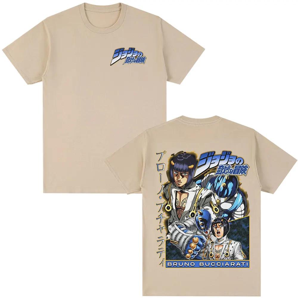 Anime JoJo Bizarre Adventure T-shirt Bruno Buccellati Manga T-shirts Men's Women Cotton Casual Short Sleeves T Shirt Streetwear