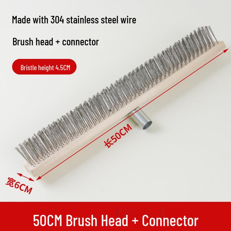 Stainless Steel Long Handle Outdoor Floor Scrub Brush with Stiff Bristles