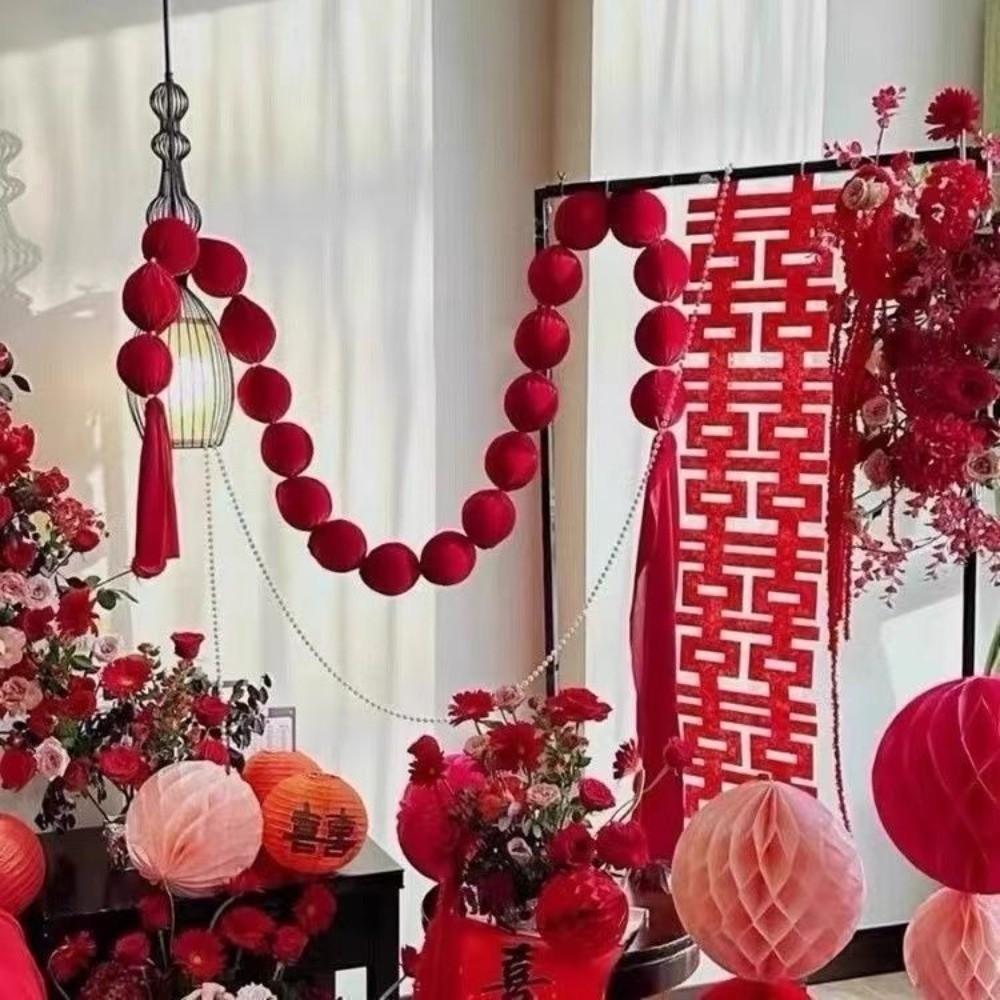 Foam Ball Garland Wedding Cloth Ball String Smooth Decoration Hanging Ornaments Foam Balloon Celebration