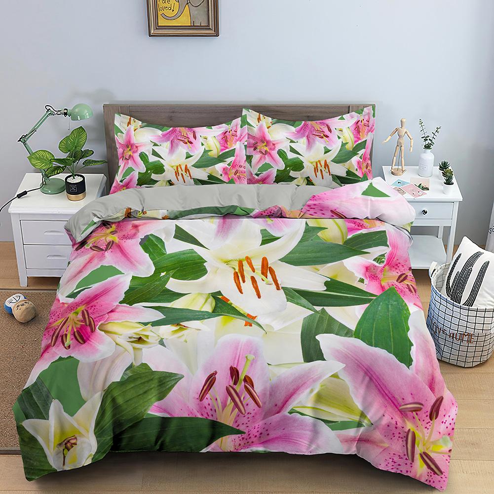 Comforter Beautiful Flowers Pattern Bedding Set Polyester Luxury Floral Single Twin King Queen Size Home Decor