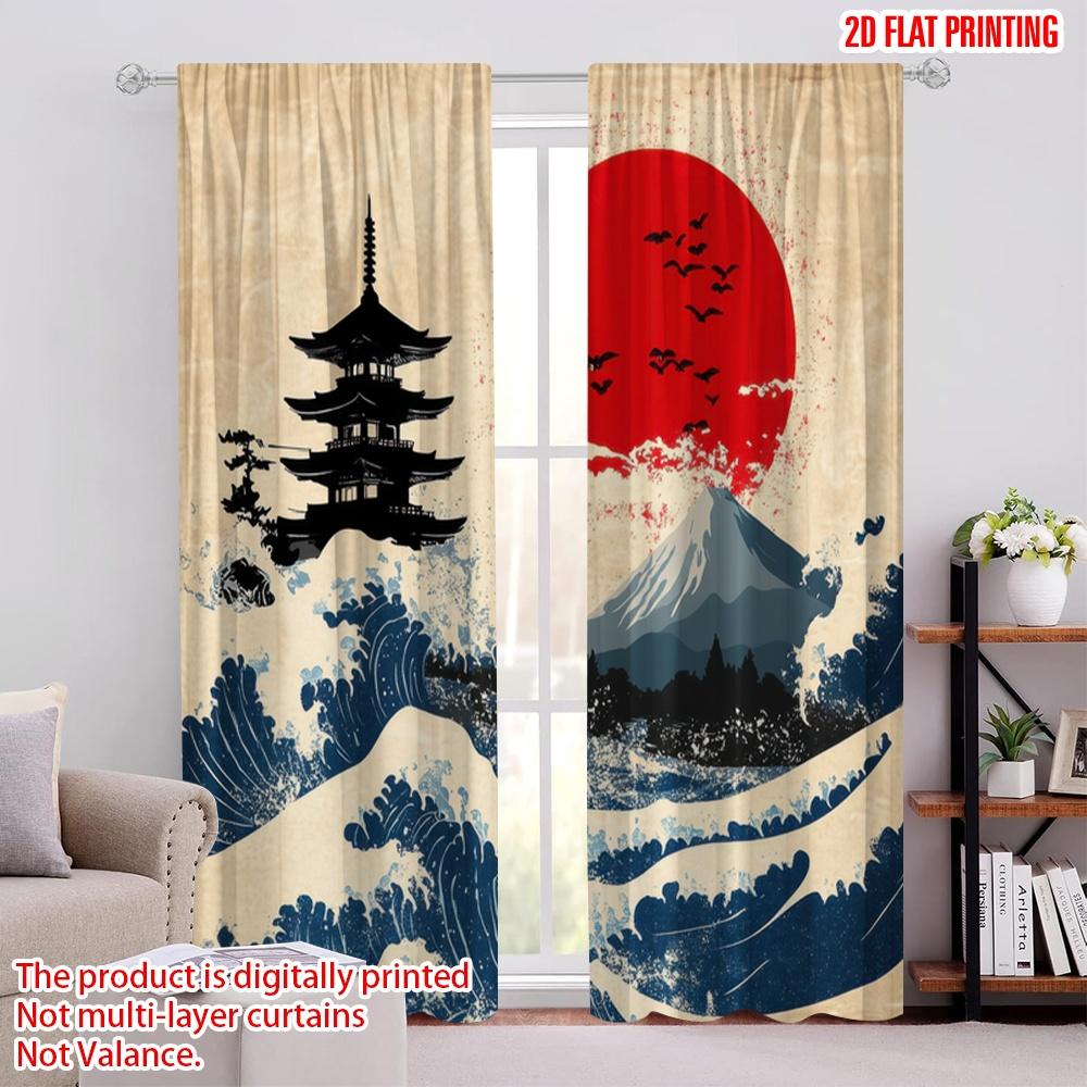 

2 шт., 2D плоская печать Штора Популярная японская Безмятежность 100% полиэстер (без удилища) Декор для дома Идеально для гостиной и кухни 52.50 × 116.00 cm 2 pcs