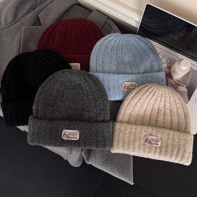 Herbst- und Winter-Strickmützen aus Wolle im koreanischen Stil für Kinder Dicke, warme und modische Kopfbedeckungen für Paare