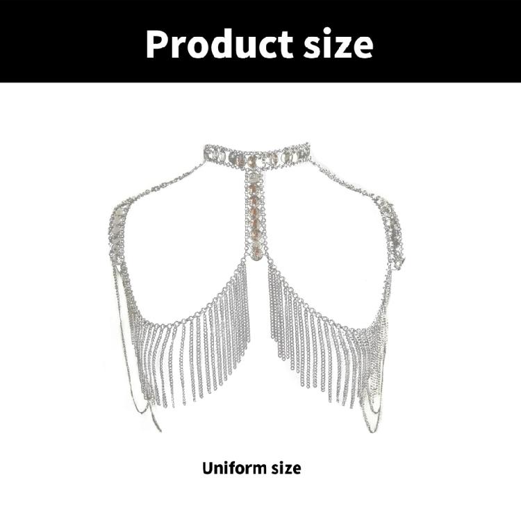 Trendy Stylish Rhinestones Shoulder Necklace Multitiered Body Chain Jewelry Accessory for Fashionable Women Ladies