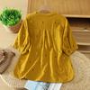 DIMANAF 2026 Plus Size Summer Women Blouse Shirts Tunic Oversize Loose Casual Embroidery Floral Cotton Linen Lady Tops