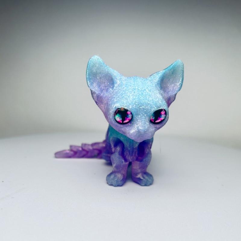 Flexible Joints Articulated Cats Fidgety Toy Desktop Pet Decorations 3D Printed Cats,Realistic Hairless Cats Statues