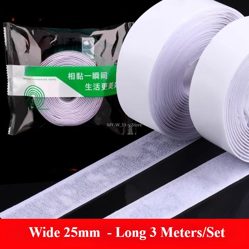 3/25Meter Starkes Selbstklebendes Klettband Haken und Schlaufe Schwarz Weiß Nylon Klettband Klebeband mit Starkem Kleber 25/30/50MM