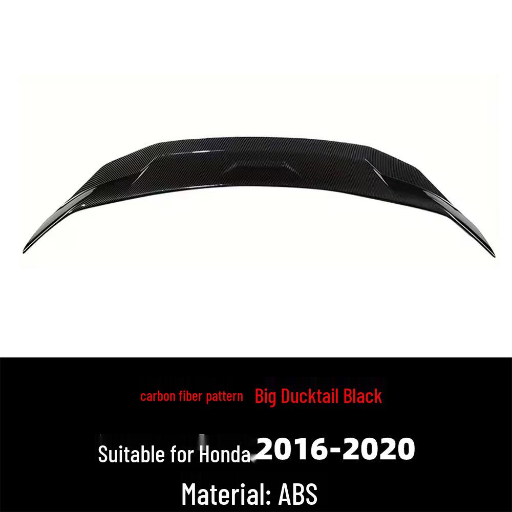 Compatible Rear Spoiler for 2016-2020 Tenth Gen Civic R-Style, Large Ducktail Wing, No-Drill Required