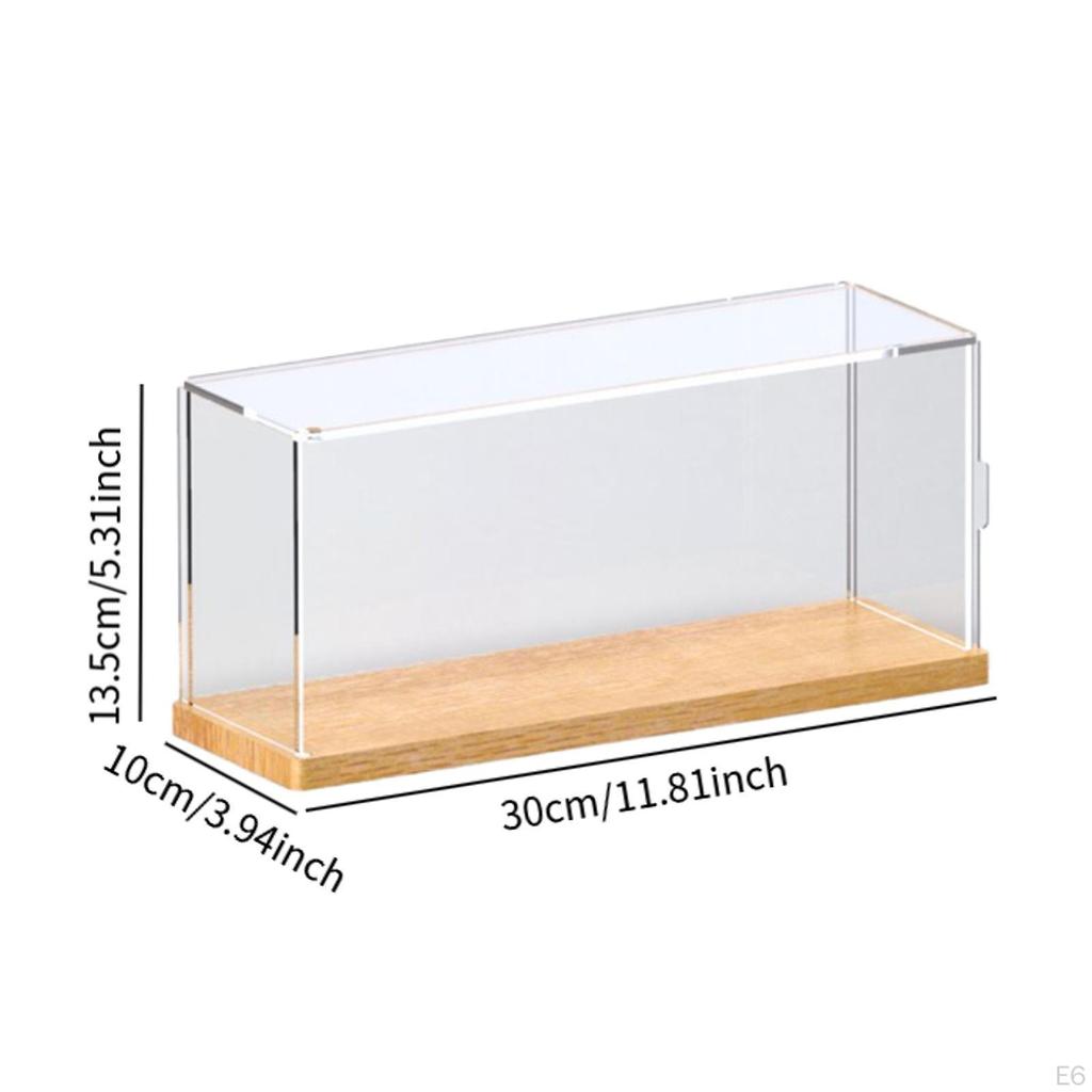Klare Acryl-Vitrine für Sammlerstücke, Spielzeug, staubdicht, Mehrzweck-Holzboden für die Aufbewahrung zu Hause