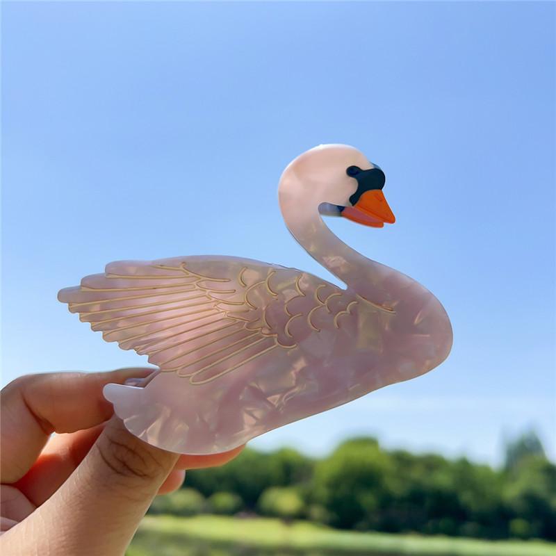 Muweordy Black White Swan Acetate Claw Clip Shark Hair Claws Creative Animal Hair Clip For Women Girls Hair Accessories