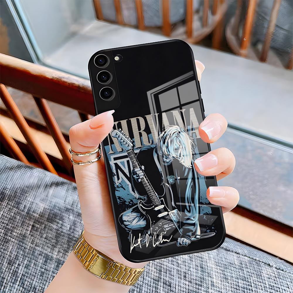 

Чехол для телефона Band Hot N-Nirvana для Samsung S26 S25 Plus S20 S20 Plus S22 Ultra S23 FE S21 Plus S21 Ultra Стеклянная крышка Samsung S20
