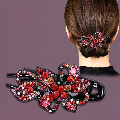 Korejská retro sponka do vlasů s kamínky - Velký kachní zobák pro drdol