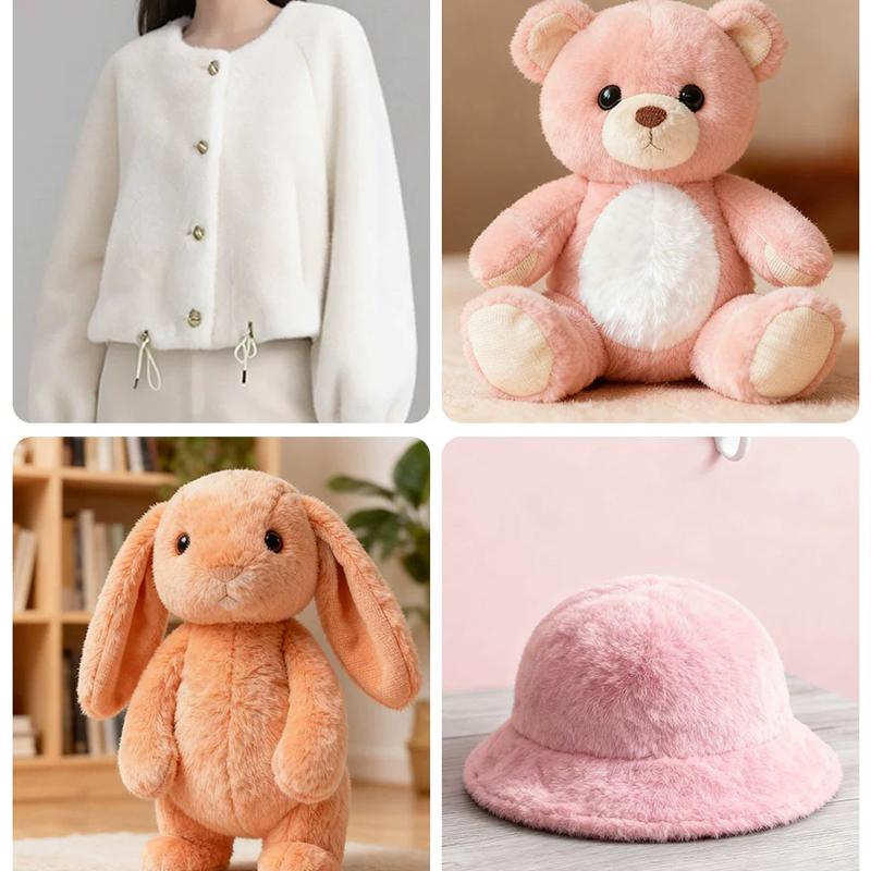 בד פרווה סינתטית מינק קטיפתי אלסטי 50x50 ס"מ לתפירת צעצועי קטיפה, בגדים, כובעים, בד דקורטיבי, בובות DIY בעבודת יד