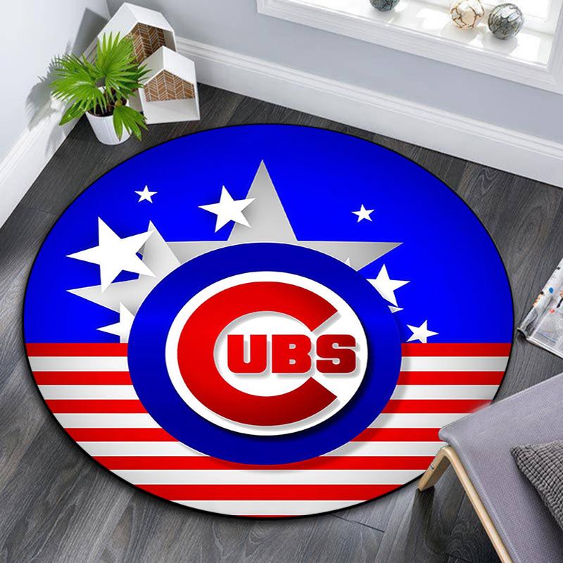 Chicago Cubs Round Area Rug,Carpet Rug for Living Room Bedroom Sofa Playroom Decor,Non-slip Floor Mat