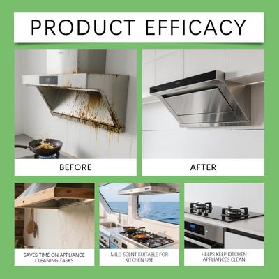 Kitchen Appliance Cleaner Spray Enzyme Degreaser Lipase Powered Oil Stain Remover for Range Hood Fridge Oven Heavy Duty Cleaning