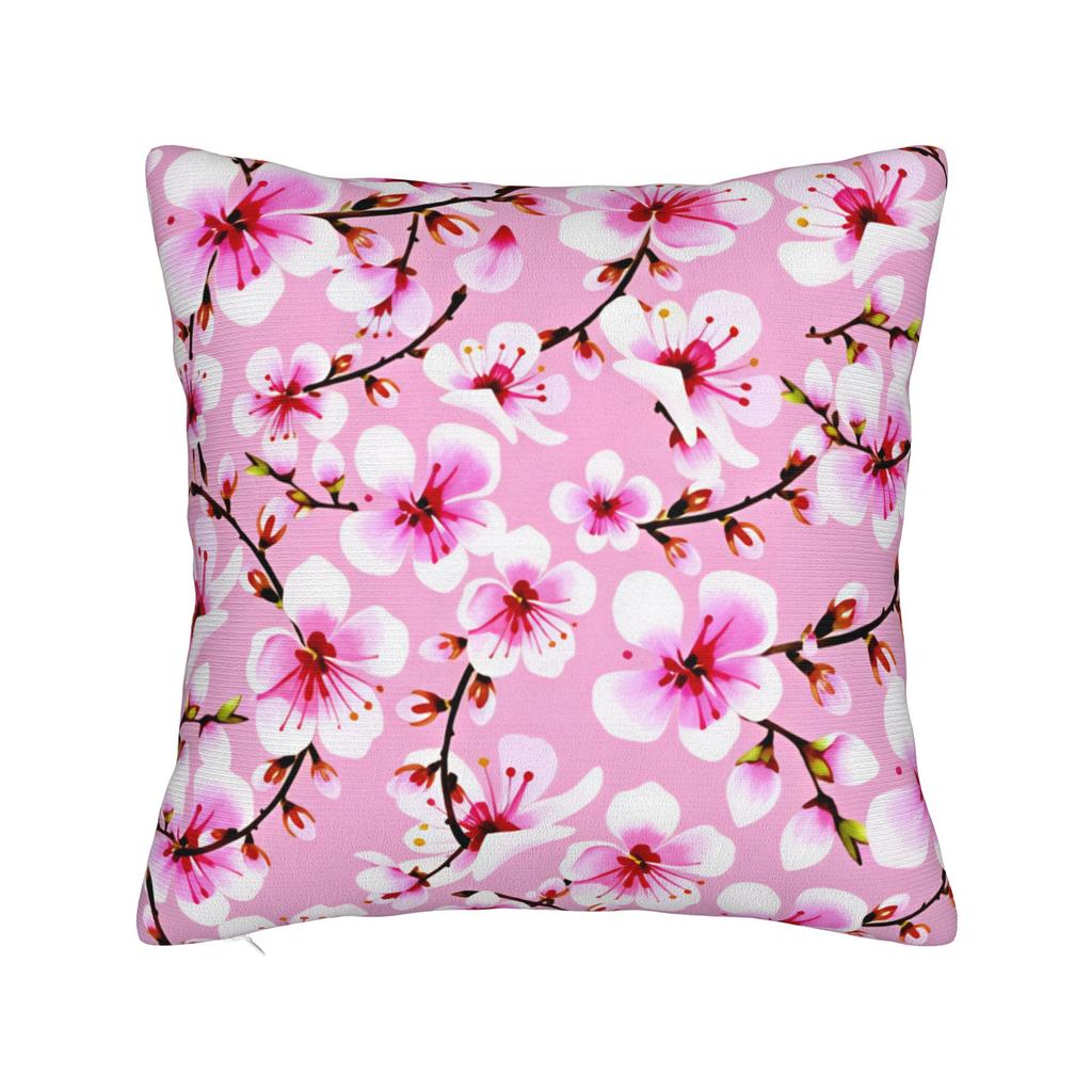 Pillow Cover Pink Cherry Blossom Watercolor Morden Pillow Case For Office Car Home Decor Pillowcases