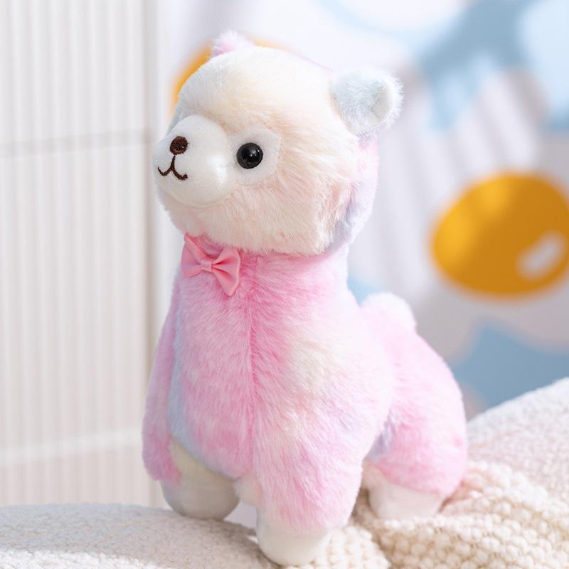 Zoo Niedliches Alpaka Plüschtier Stofftier 25cm Bunte Alpaka Puppe für Kinder zum Kuscheln Schlafen Begleiter Weiche PP